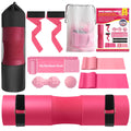 CEYOME Barbell Pad Set Hip Thrust Pad 14pcs Gym Accessories for Women Barbell Squat Pad for Hip Thrust Bench Press with Barbell Clips Resistance Bands Lifting Straps Massage Balls Carry Bags